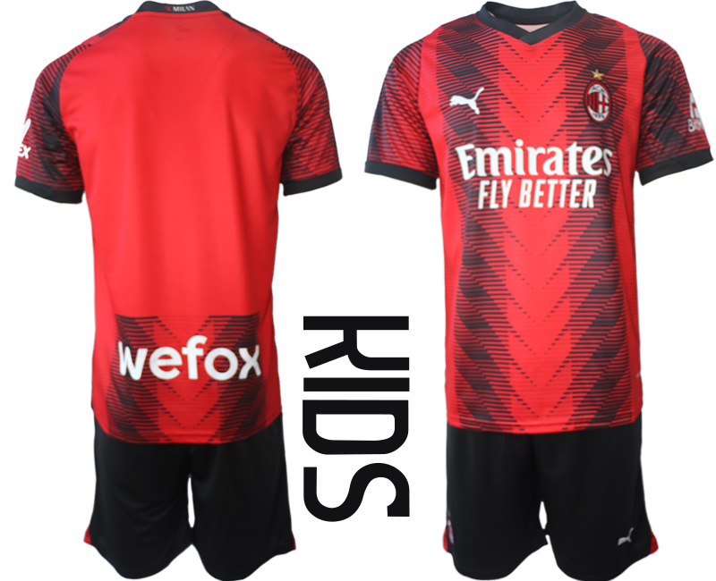 Youth 2023-2024 Club AC Milan home soccer jersey